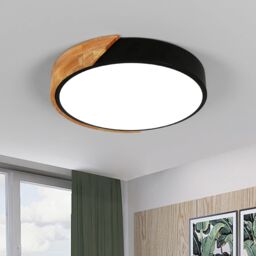 COMELY Modern LED Ceiling Light Round Wood 24W, 6500K, 30x5x30cm, Black - Size: 30 x 5 x 30 cm - thumbnail 1
