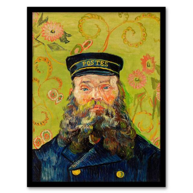 Artery8 Vincent van Gogh Framed Wall Art Print The Postman Joseph Roulin in Green - Size: A4 - image 1