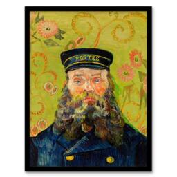 Artery8 Vincent van Gogh Framed Wall Art Print The Postman Joseph Roulin in Green - Size: A4 - thumbnail 1