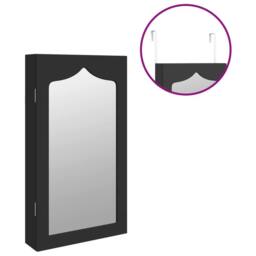 Berkfield Home Mirror Jewellery Cabinet Wall Mounted Black 37.5x10x67 cm - thumbnail 9