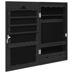 Berkfield Home Mirror Jewellery Cabinet Wall Mounted Black 37.5x10x67 cm - thumbnail 5