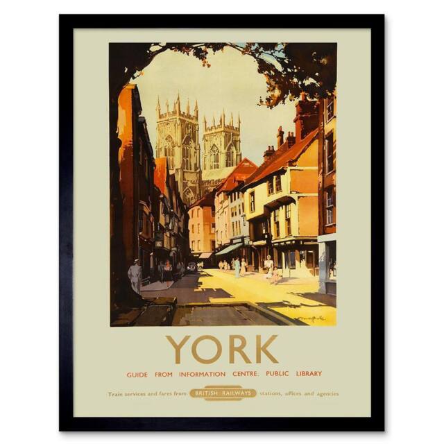 "Artery8 Travel York UK Cathedral Minster Shambles Rail Train Framed Art Print - Size: W12"" x H16""" - image 1