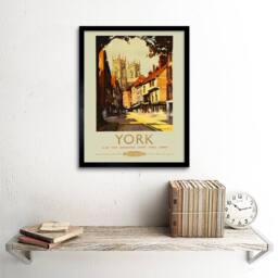 "Artery8 Travel York UK Cathedral Minster Shambles Rail Train Framed Art Print - Size: W12"" x H16""" - thumbnail 2