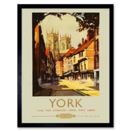 "Artery8 Travel York UK Cathedral Minster Shambles Rail Train Framed Art Print - Size: W12"" x H16""" - thumbnail 1