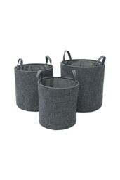 JVL Shadow Round Fabric Storage Baskets with Handles Set of 3 in Grey - thumbnail 1