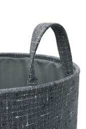JVL Shadow Round Fabric Storage Baskets with Handles Set of 3 in Grey - thumbnail 4
