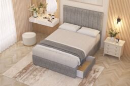 Somnior Alexas Tweed Fabric Midnight Pocket Sprung Divan Storage Bed with 4 Drawers & Headboard in Grey - Size: King - thumbnail 1
