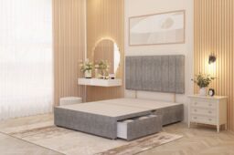 Somnior Alexas Tweed Fabric Midnight Pocket Sprung Divan Storage Bed with 4 Drawers & Headboard in Grey - Size: King - thumbnail 5