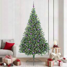 Berkfield Home Beautiful Artificial Pre-lit Christmas Tree Green 240 cm PVC - thumbnail 2