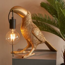 Loops 2 PACK Vintage Gold Toucan Table Light - Resin Figure - Matt Black Lamp Holder - thumbnail 5