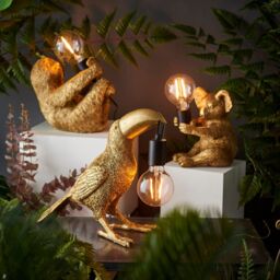 Loops 2 PACK Vintage Gold Toucan Table Light - Resin Figure - Matt Black Lamp Holder - thumbnail 4