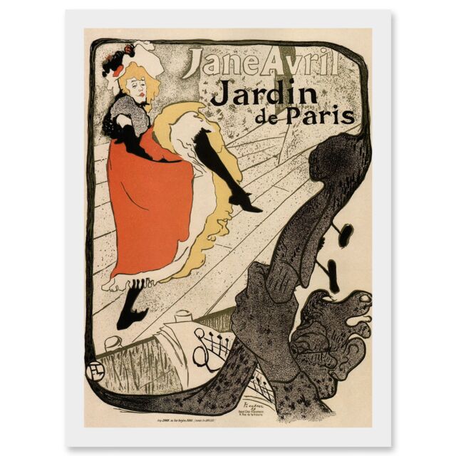 Artery8 Jane Avril Henri Toulouse Lautrec France Cabaret Paris A4 Artwork Framed Wall Art Print in White - image 1