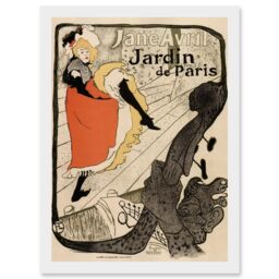 Artery8 Jane Avril Henri Toulouse Lautrec France Cabaret Paris A4 Artwork Framed Wall Art Print in White - thumbnail 1