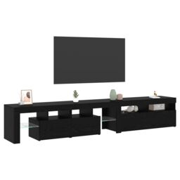 Berkfield Home TV Cabinets 2 pcs with LED Lights Black Oak Engineered Wood - thumbnail 3