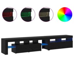 Berkfield Home TV Cabinets 2 pcs with LED Lights Black Oak Engineered Wood - thumbnail 4