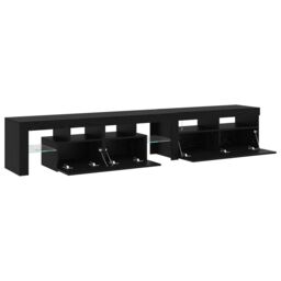 Berkfield Home TV Cabinets 2 pcs with LED Lights Black Oak Engineered Wood - thumbnail 5