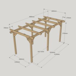 Rutland County Garden Furniture Ltd Garden Pergola 6 Posts - Wood - L180 x W480 x H270 cm - Rustic Brown - thumbnail 4