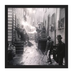 "Artery8 Wall Art Print Riis Bandits Roost Mulberry Street New York 1888 Square Framed Picture 16X16 Inch in Black - Size: W16"" x H16""" - thumbnail 1