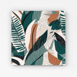 "Warren Reed - Designer Autumn Tropical Leaves Green Brown Canvas - Size: W16"" x H16""" - thumbnail 1