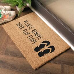 Artsy Mats Please Remove Your Flip Flops Coir Doormat (60 x 40cm) in Brown - Size: 40 cm x 60 cm - thumbnail 2