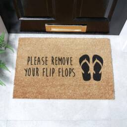 Artsy Mats Please Remove Your Flip Flops Coir Doormat (60 x 40cm) in Brown - Size: 40 cm x 60 cm - thumbnail 1