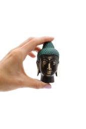 KDMD Small Antique Brass Buddha Head - Peaceful Decorative Accent in Bronze - thumbnail 2