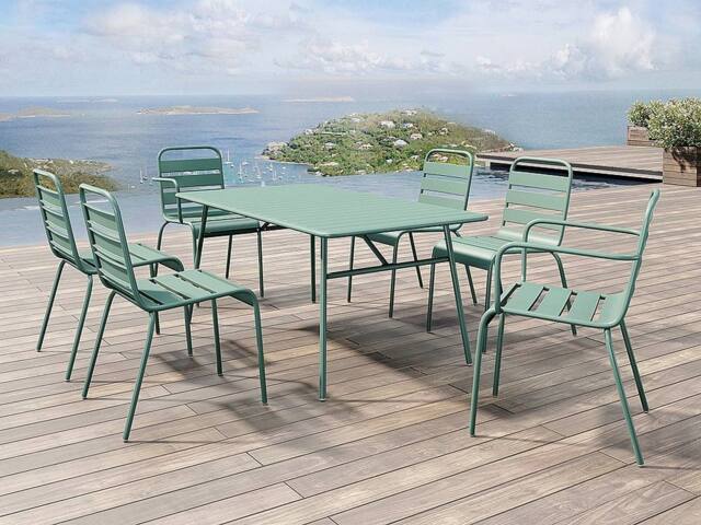 Vente-unique Garden Table L.160 Cm Metal - Almond Green - MIRMANDE By MYLIA - image 1