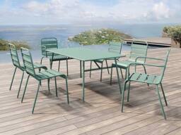 Vente-unique Garden Table L.160 Cm Metal - Almond Green - MIRMANDE By MYLIA