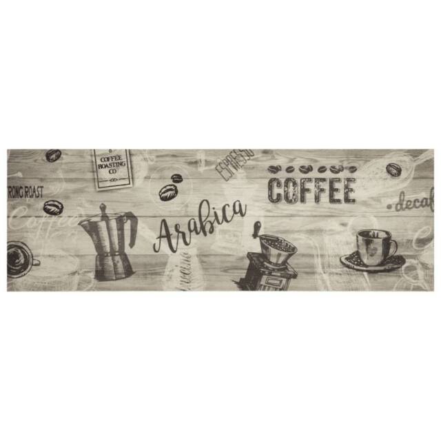 Berkfield Home Kitchen Rug Washable Coffee Grey 60x180 cm Velvet - image 1