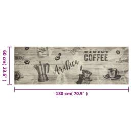 Berkfield Home Kitchen Rug Washable Coffee Grey 60x180 cm Velvet - thumbnail 5