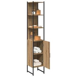 Berkfield Home Bathroom Cabinet Artisan Oak 33x33x185, 5 cm Engineered Wood in Brown - thumbnail 3