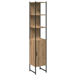 Berkfield Home Bathroom Cabinet Artisan Oak 33x33x185, 5 cm Engineered Wood in Brown - thumbnail 1