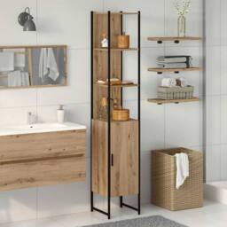 Berkfield Home Bathroom Cabinet Artisan Oak 33x33x185, 5 cm Engineered Wood in Brown - thumbnail 2