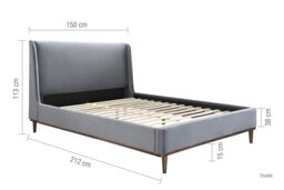 Birlea Double Bed Frame Grey Nicola Velvet Fabric 4FT6 135cm in Dark Grey - thumbnail 6