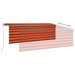 Berkfield Home Manual Retractable Awning with Blind 4x3m Orange&Brown - thumbnail 4