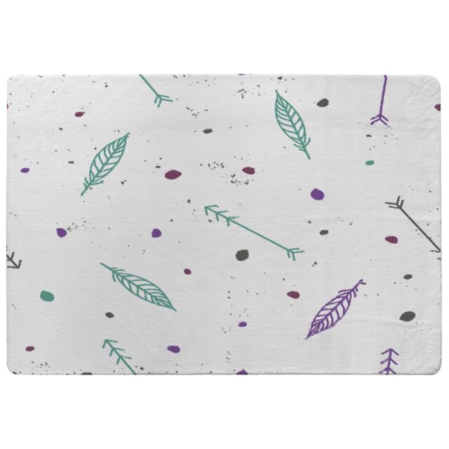 Benjamin Tate Design Cute Cartoon Feathers & Arrows In Boho Style Rug in Natural - Size: Large - image 1