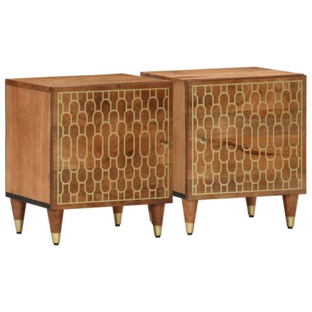 Berkfield Home Bedside Cabinets 2 pcs 40x33x46 cm Solid Wood Mango in Brown - Size: 40 x 33 x 46 cm - image 1