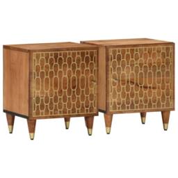 Berkfield Home Bedside Cabinets 2 pcs 40x33x46 cm Solid Wood Mango in Brown - Size: 40 x 33 x 46 cm - thumbnail 1