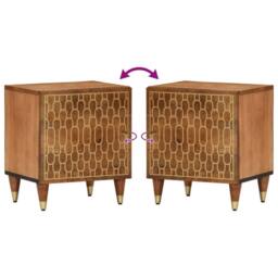 Berkfield Home Bedside Cabinets 2 pcs 40x33x46 cm Solid Wood Mango in Brown - Size: 40 x 33 x 46 cm - thumbnail 6