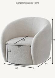 Stratus Interiors Adam Boucle Accent Chair Modern Teddy Fabric Armchair, 87Wx78Dx72H cm in Cream - thumbnail 3