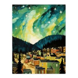 "Wee Blue Coo Wall Art Print Yukon Northern Lights Green Teal Blue Living Room - Size: W24"" x H32""" - thumbnail 1
