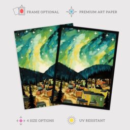 "Wee Blue Coo Wall Art Print Yukon Northern Lights Green Teal Blue Living Room - Size: W24"" x H32""" - thumbnail 2
