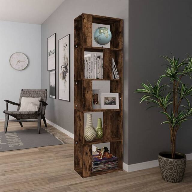 Berkfield Home Classic Book Cabinet Smoked Oak 45x24x160 cm Engineered Wood in Brown - Size: 45 x 24 x 160 cm - image 1
