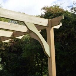Rutland County Garden Furniture Ltd Wall Mounted Premium Pergola, Wood, L180 x W360 x H270cm, Rustic Brown in Light Green - thumbnail 6