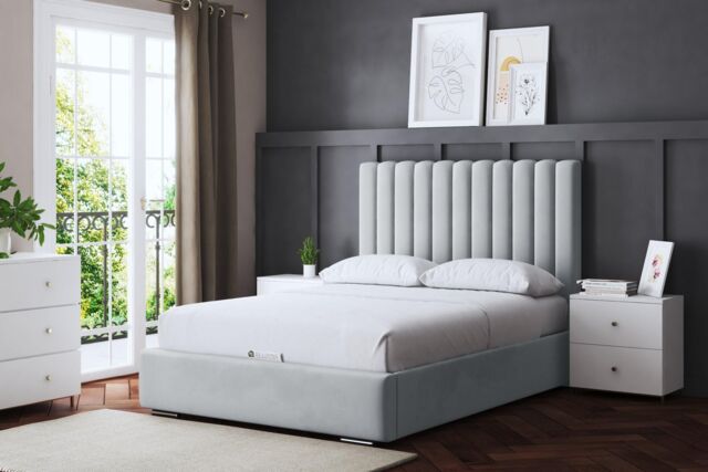 DS Living Evangaline Silver Panel Bed with Headboard - Size: King - image 1