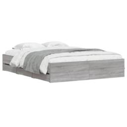 Berkfield Home Bed Frame w/Drawers Frame Grey Sonoma 150x200 cm King Size - thumbnail 3