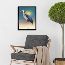 "Artery8 Wall Art Print Heron Sunrise Bird Art Framed in Black - Size: W12"" x H16""" - thumbnail 2