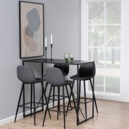Furniture To Go Seaford Black Metal Bar Table with Black Ash Top - thumbnail 4