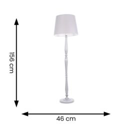 ValueLights Victoria Grey Wood Traditional Stem Floor Lamp with Fabric Tapered Shade - thumbnail 6