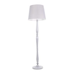 ValueLights Victoria Grey Wood Traditional Stem Floor Lamp with Fabric Tapered Shade - thumbnail 2